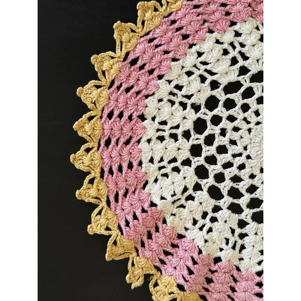 Vintage Crochet Doily Bundle Pink Lavender White Cottage Farmhouse Handmade Deco